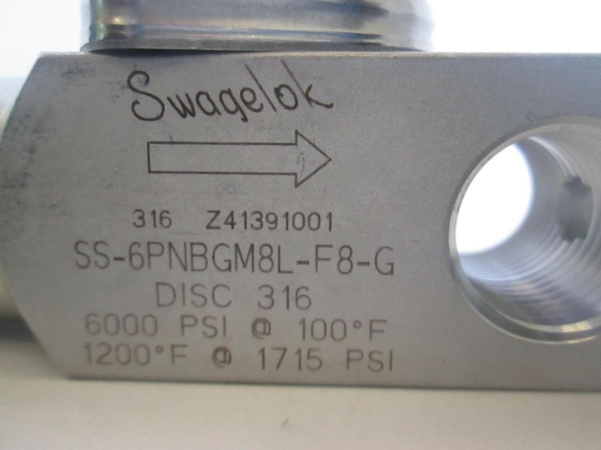 Used Swagelok, SS-6PNBGM8L-F8-G, Bonnet Gauge Needle Valve, Used