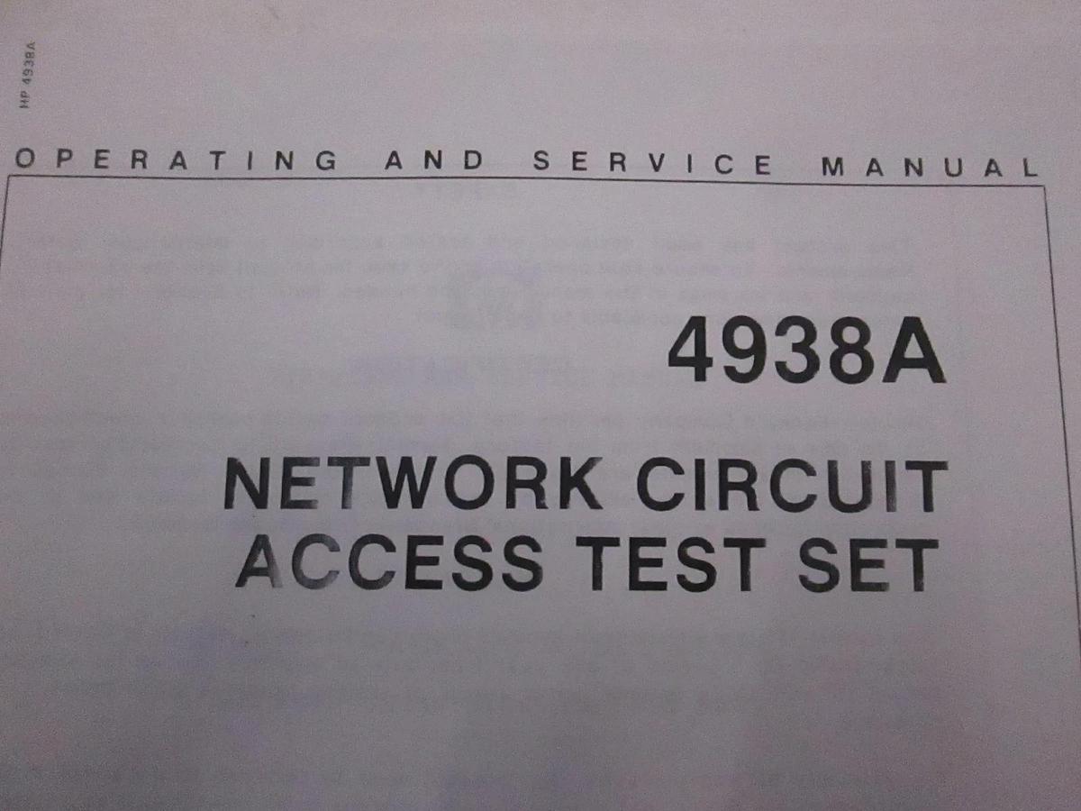 Used HP 4938A Network Circuit Access Test Set Operating and Service Manual, Used