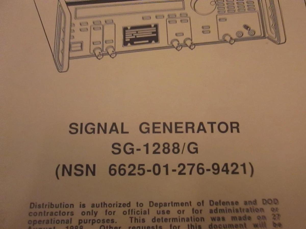 Used Signal Generator SG-1288/G Technical Operator and Unit Maintenance Manual, Used