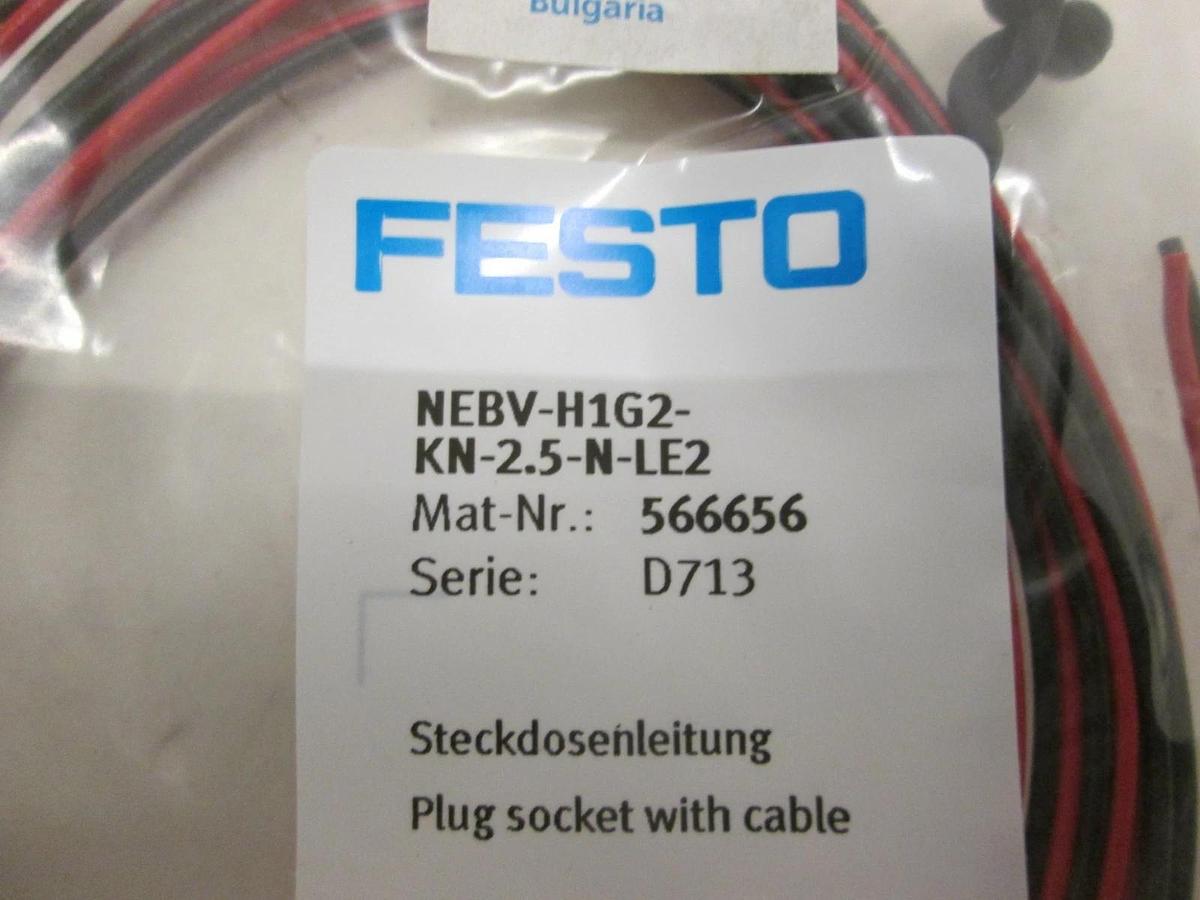 FESTO, NEBV-H1G2-KN-2.5-N-LE2, Cable Plug and Socket, New, Lot of 2