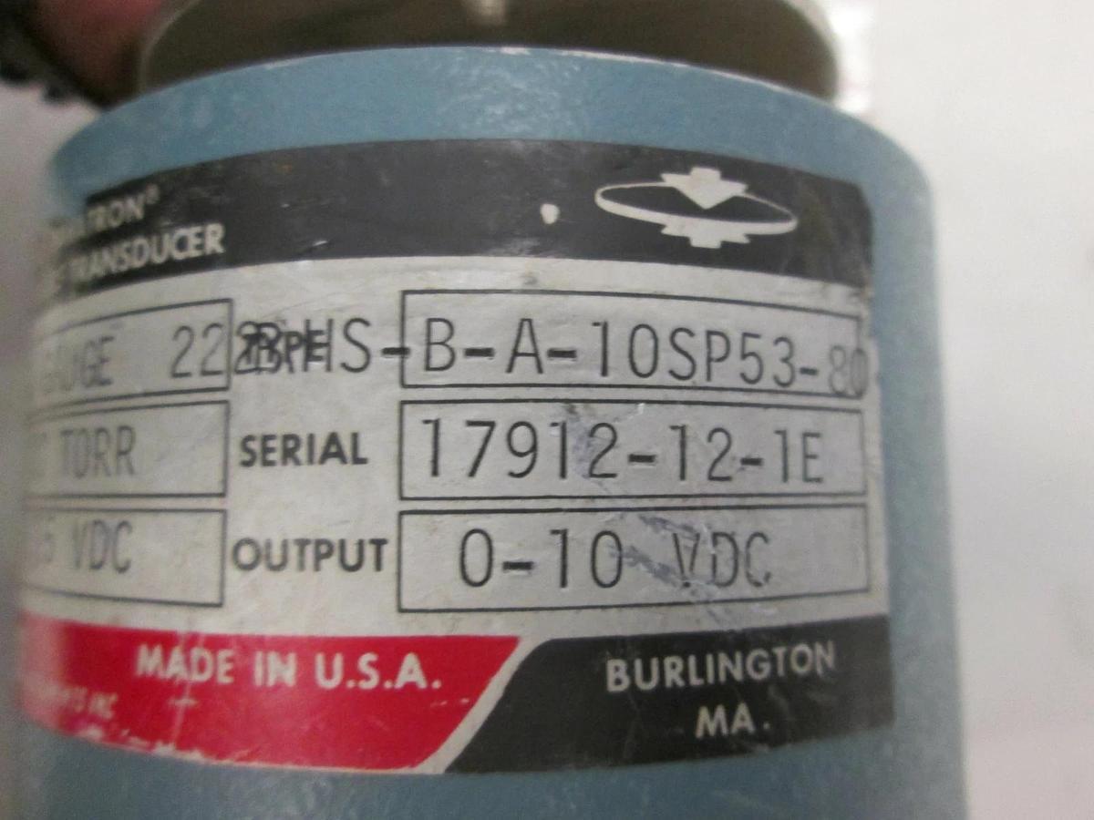 Used MKS, Baratron 10 Torr Pressure Transducer, 222BHS-B-A-10SP53-80, Used