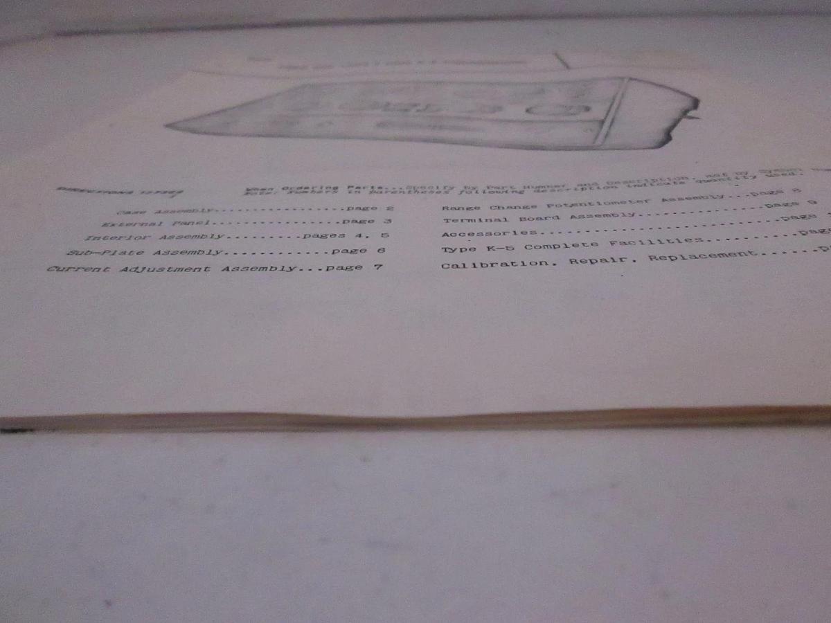 Used Leeds Northrup 7555 and 7555-1 Type K-5 Potentiometer Parts List, Used