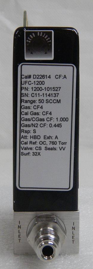 Used Unit UFC-1200, Mass Flow Controller, Gas- CF4, Range- 50 SCCM, 1/4" M I/O VCR