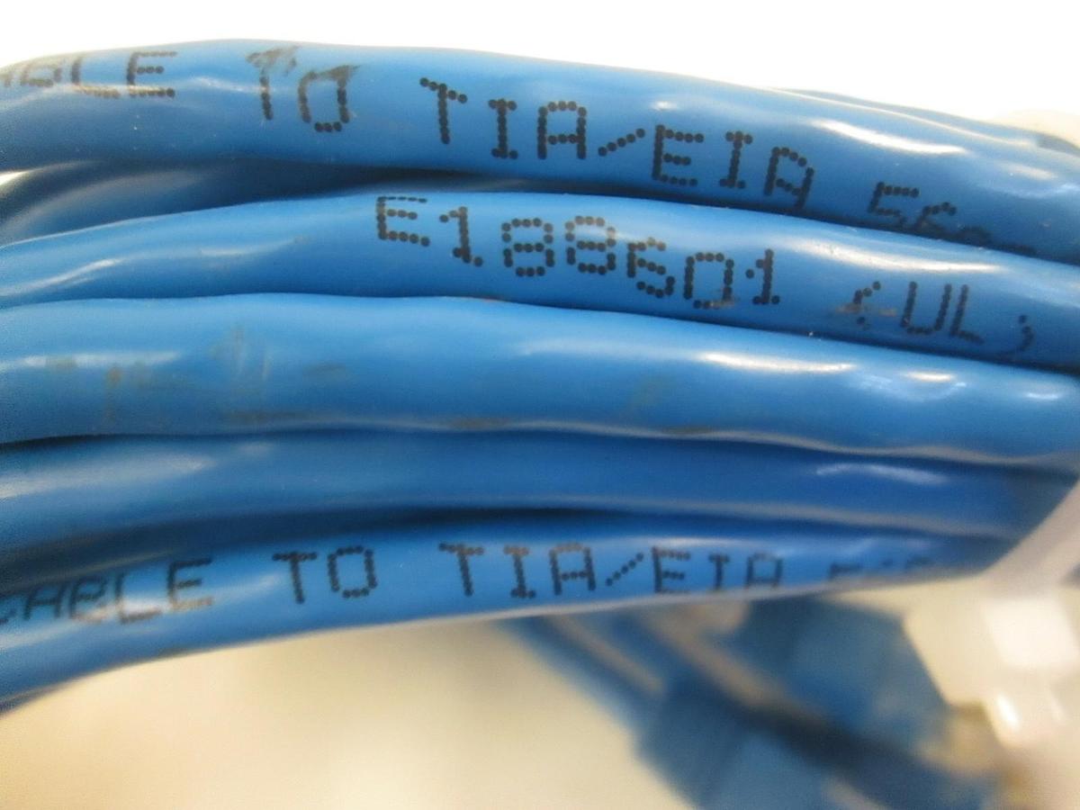 Used Ethernet Patch Cable To TIA/EIA, E188601, 1ft, Blue, Lot of 25