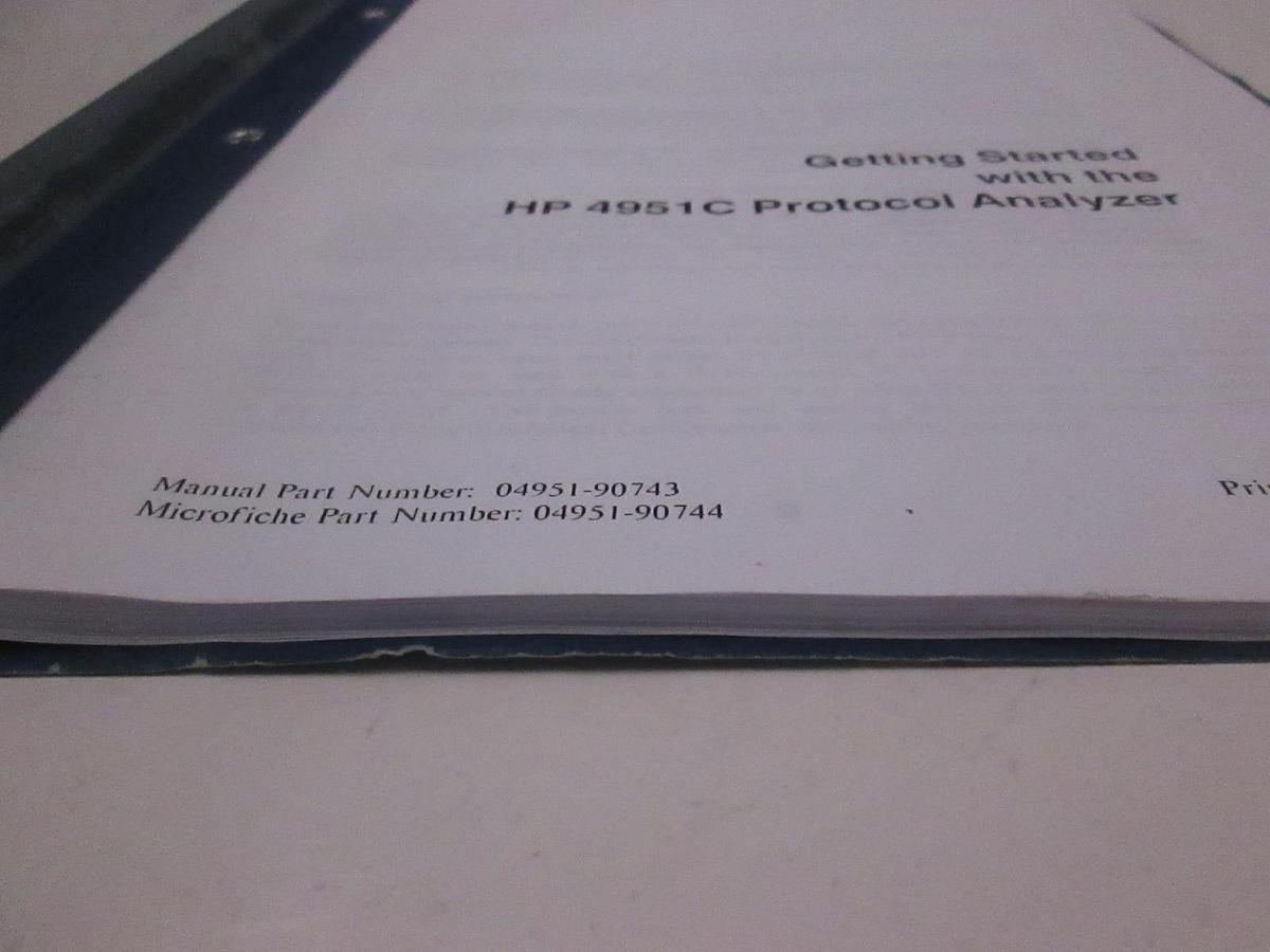 Used HP Getting Started with the 4951C Protocol Analyzer, Used