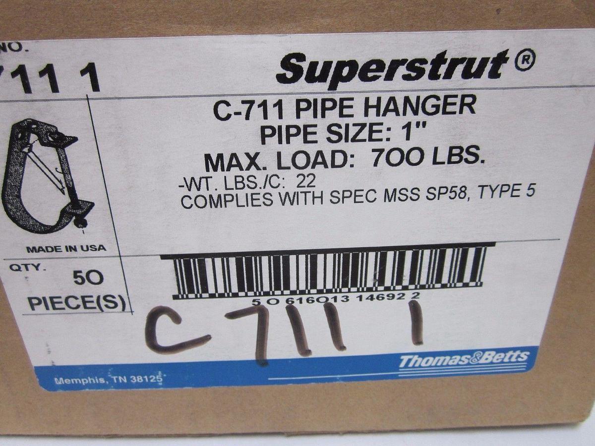 Used Thomas & Betts Superstrut J Pipe Hanger for 1" Pipe C711 1 - Box of 50