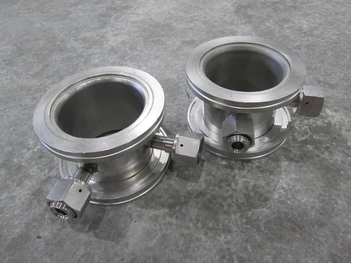 Used 3" Stainless Steel Adapter w/ Two 1/2" FVCR Fittings, Used, Lot of 2