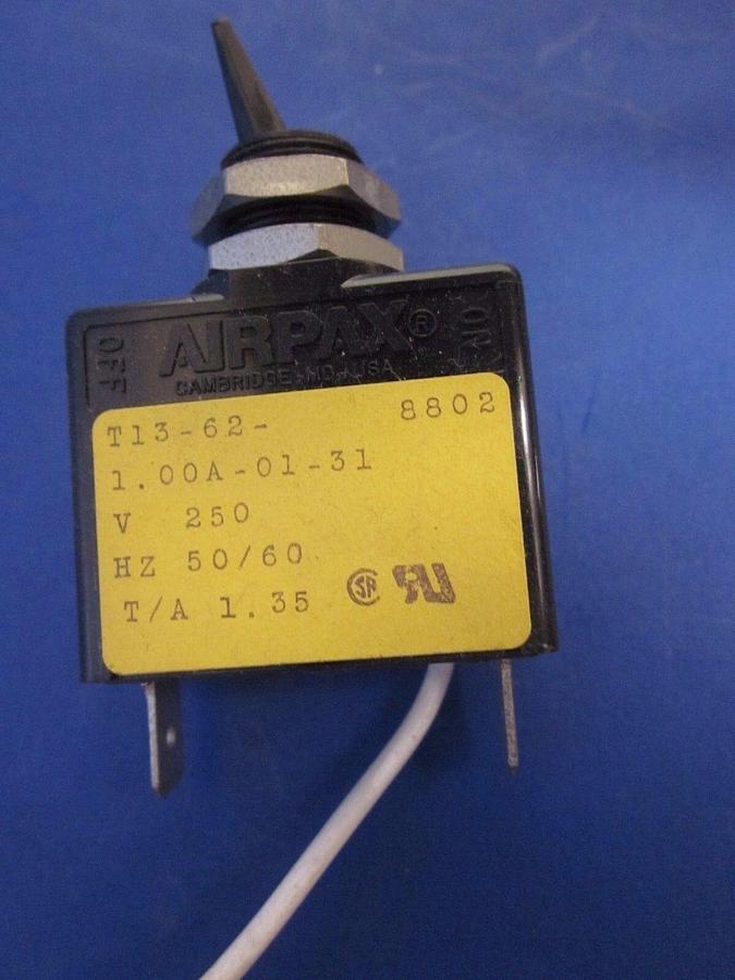Airpax T13-62 Circuit Breaker w/ Switch, T13-62-1.00A-01-31, new old stock