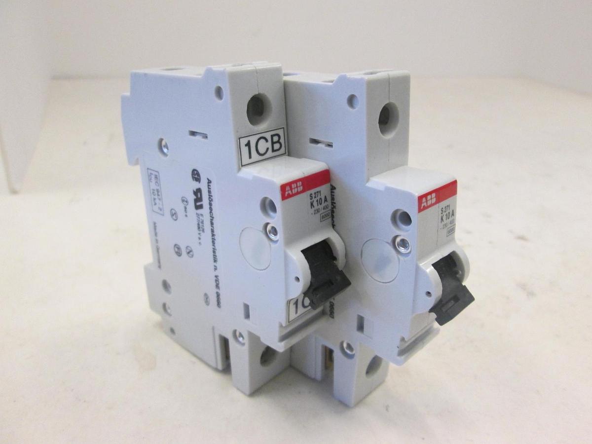 Used ABB, K 10 A, Single Pole Circuit Breaker, S271, Used, Lot of 2