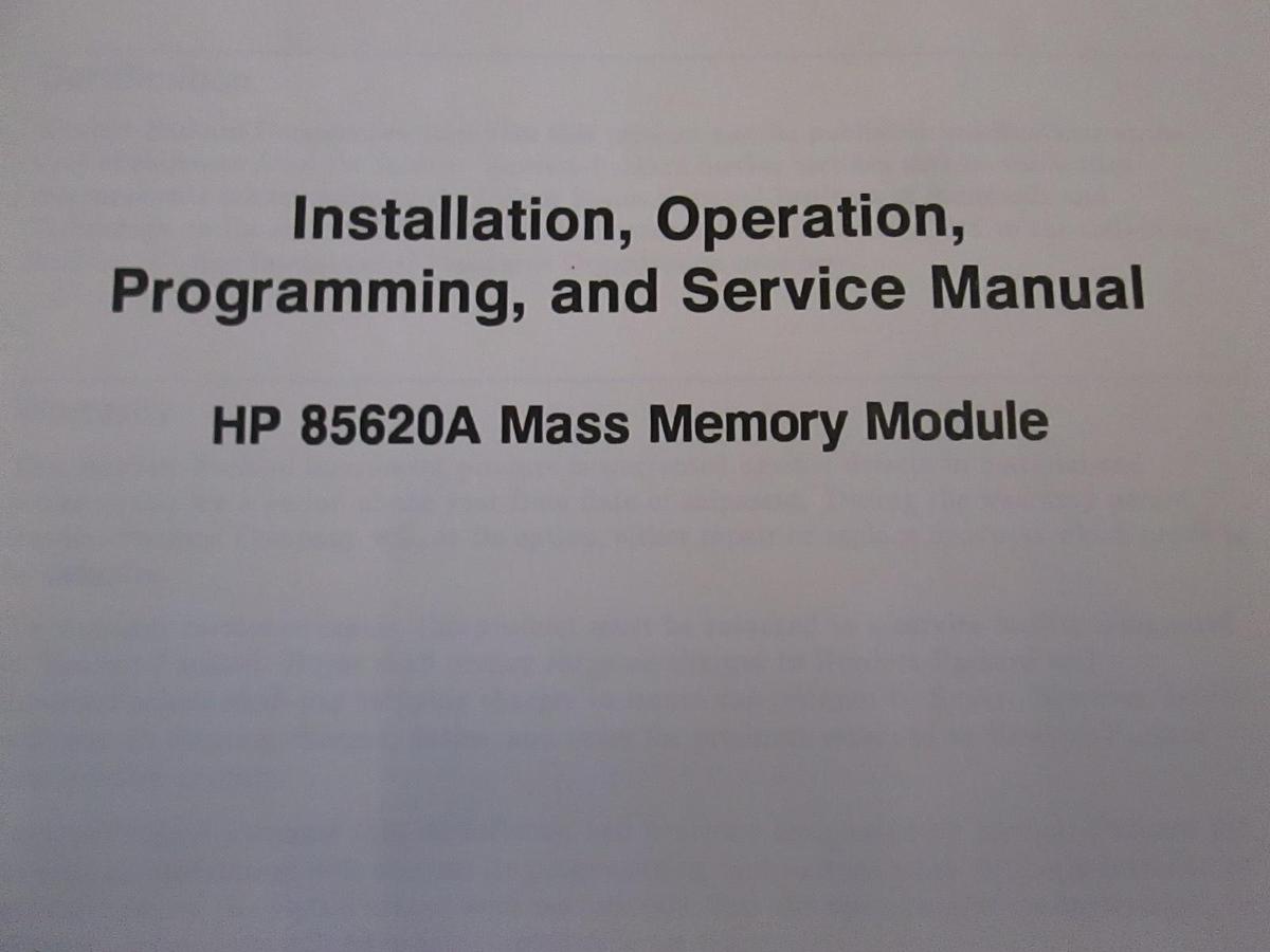 Used HP 85620A Mass Memory Module Install, Operation, Program and Service Manual Used