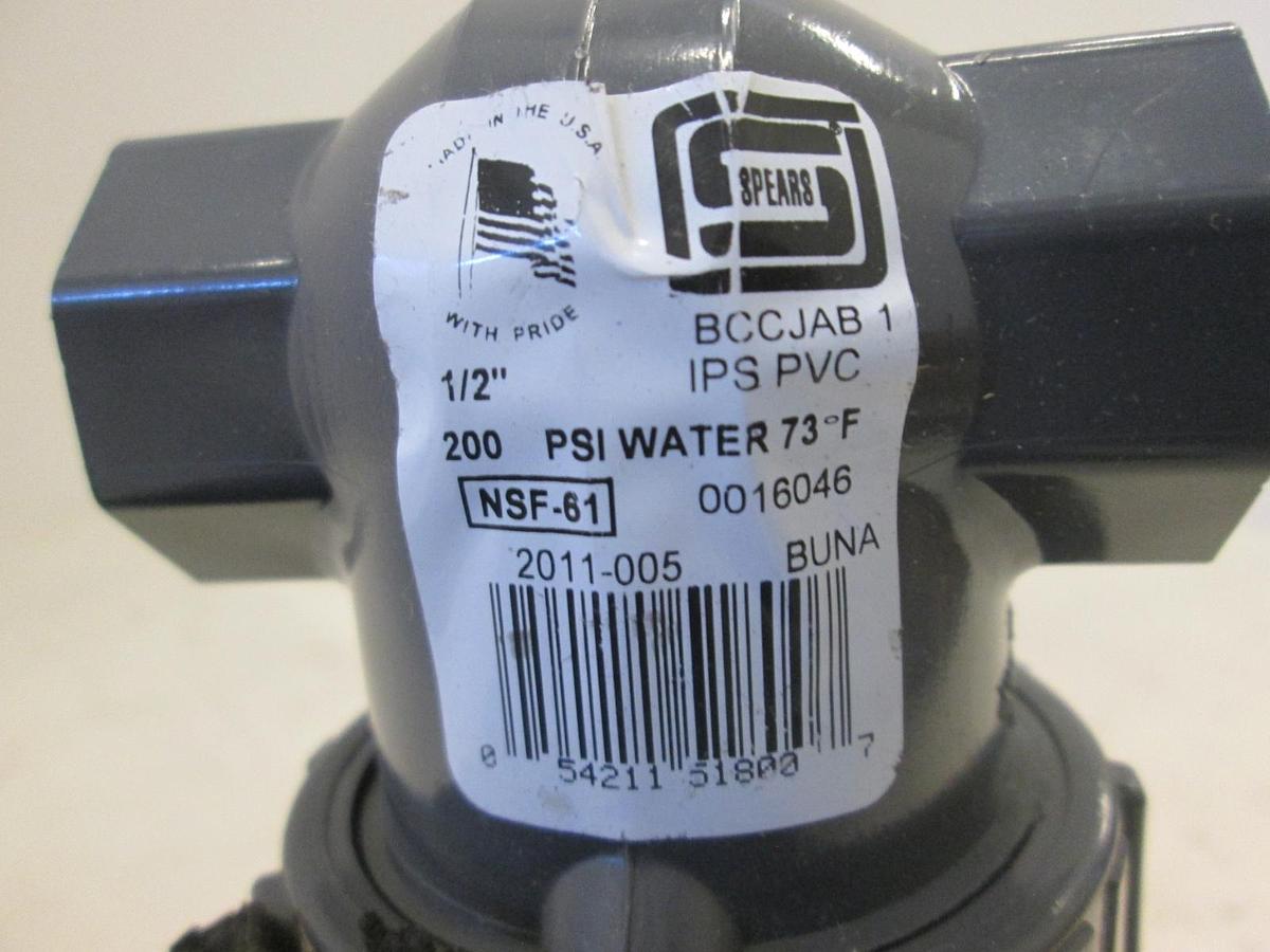 Spears, 1/2" Two Way Manual Gate Valve, 200 PSI, Water 73Deg F, BCCJAB1, New