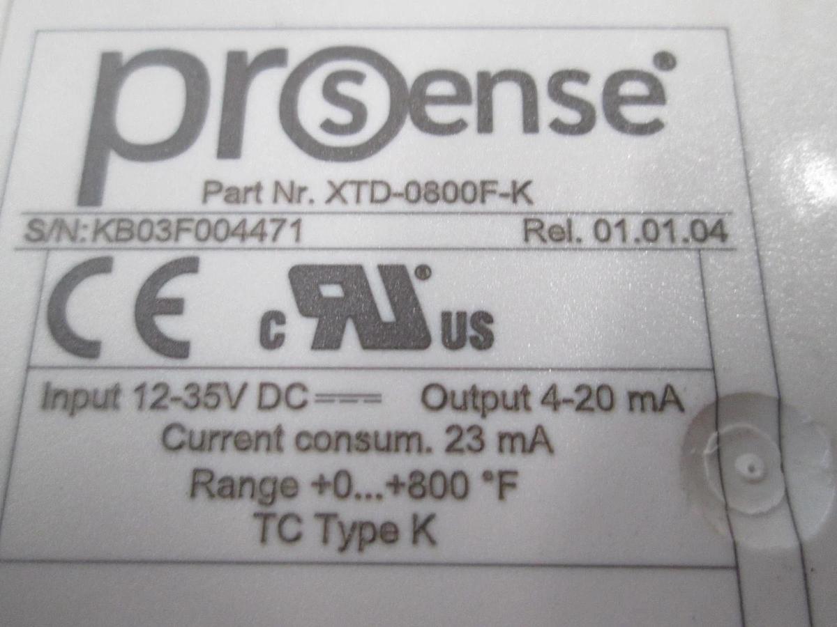 Used Prosense, XTD-0800F-K, Temperature Transmitter, 12-35VDC, Used