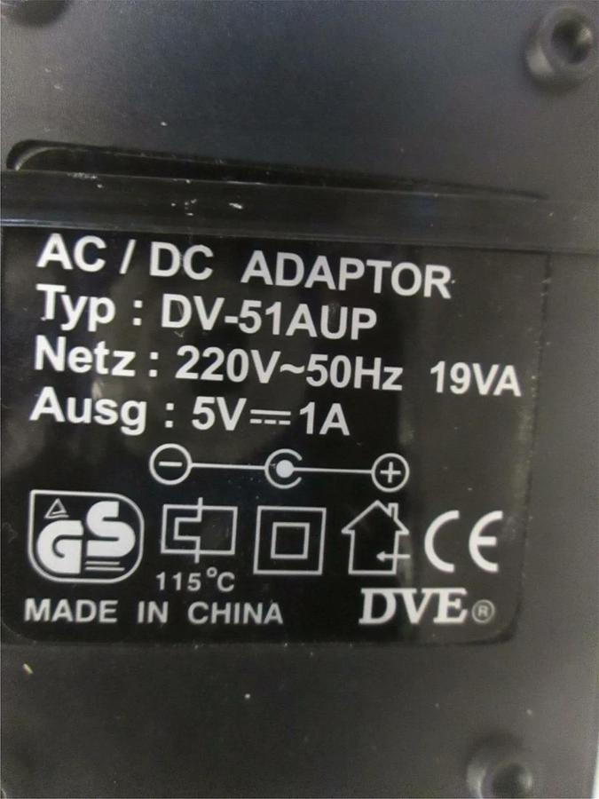 Used DVE, AC/DC Adaptor Power Supply, DV-51AUP, Used