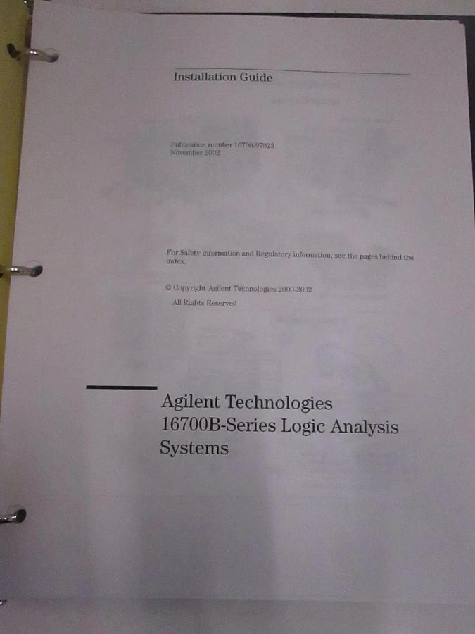 Used Agilent 16700B Logic Analysis System Installation Guide, Used