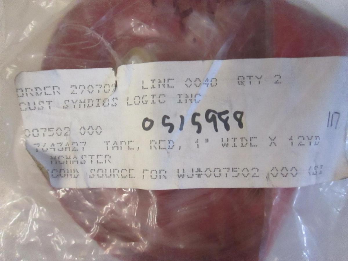 Used McMaster Red Heater Tape, 1" Wide X 12Yd, 7643A27, New