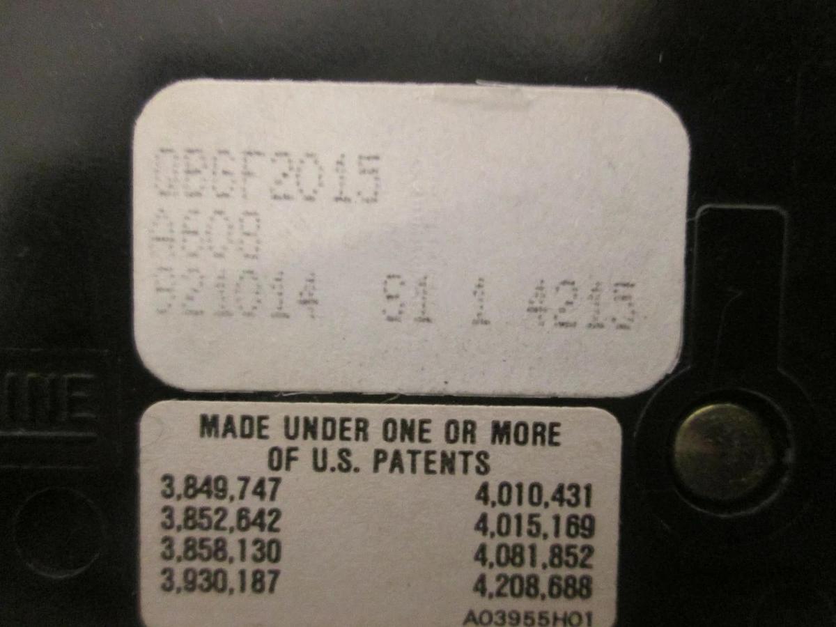 Used Cutler Hammer, QBGF2015, Circuit Breaker, 15A, 2 Pole, Used
