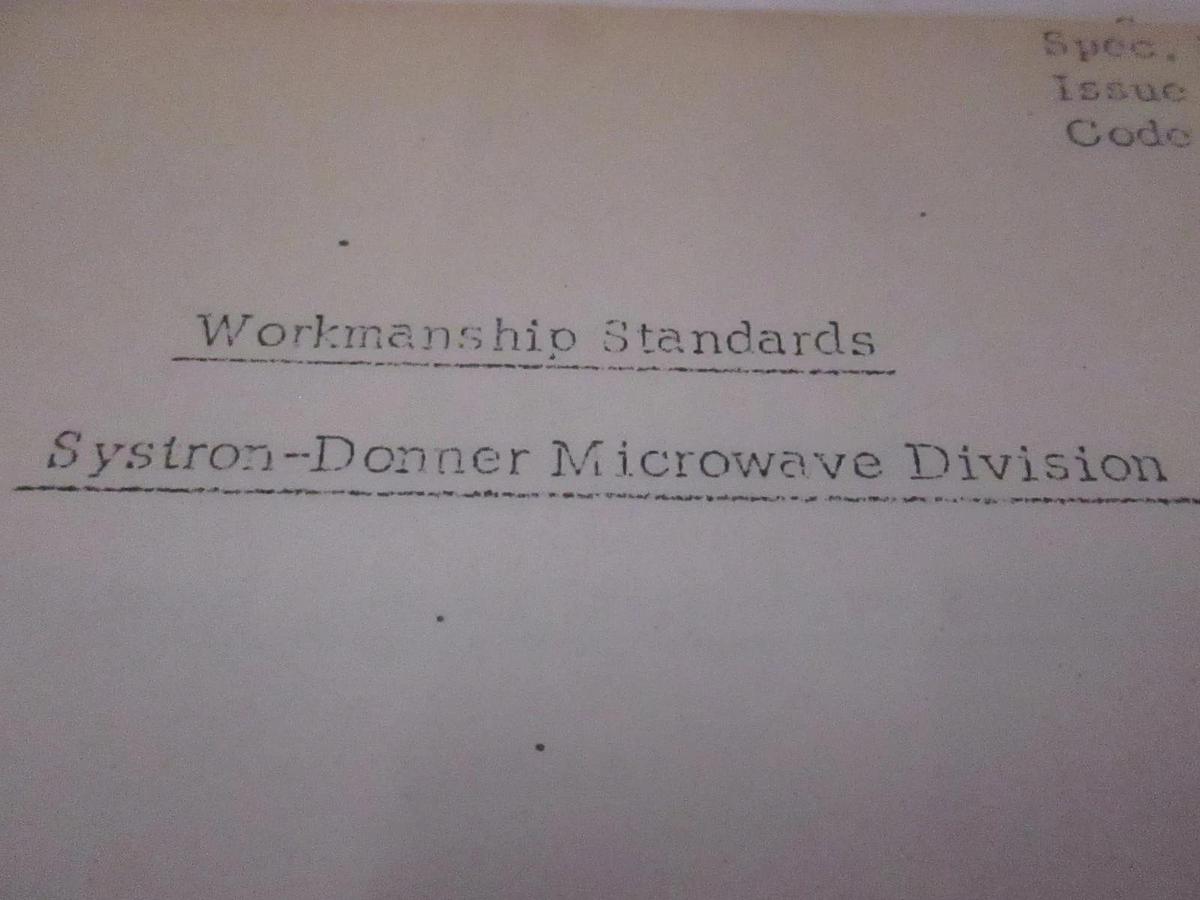 Used Systron-Donner Microwave Division Worksmanship Standards, Used