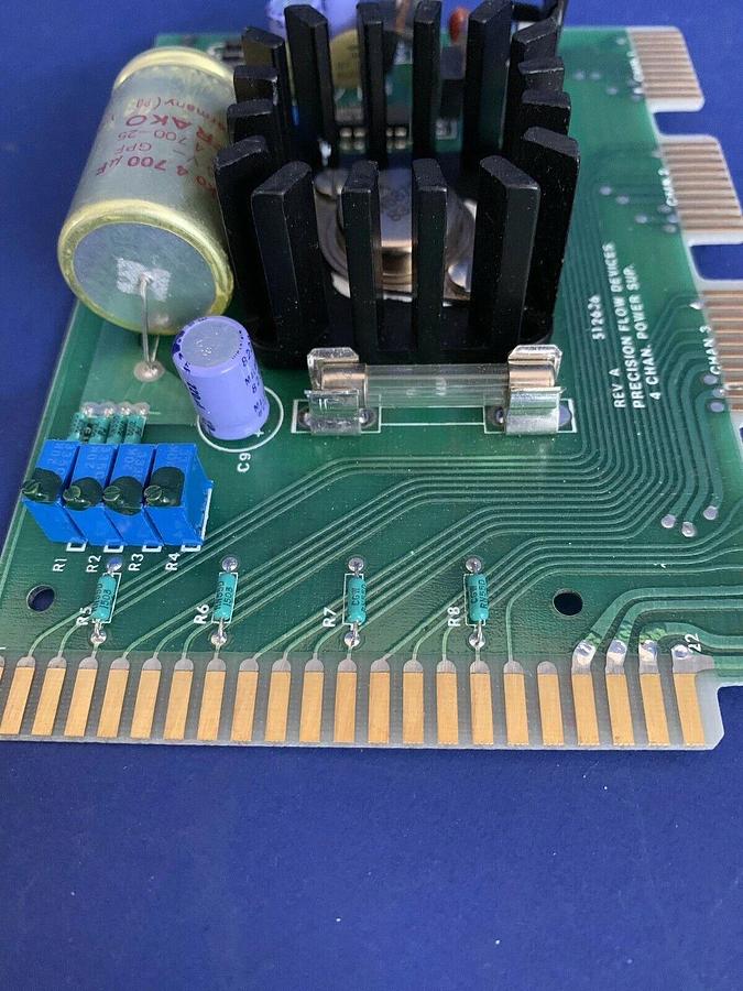 Used Precision Flow Devices 512636 Rev A 4 Chan Power Supply PCB Assy
