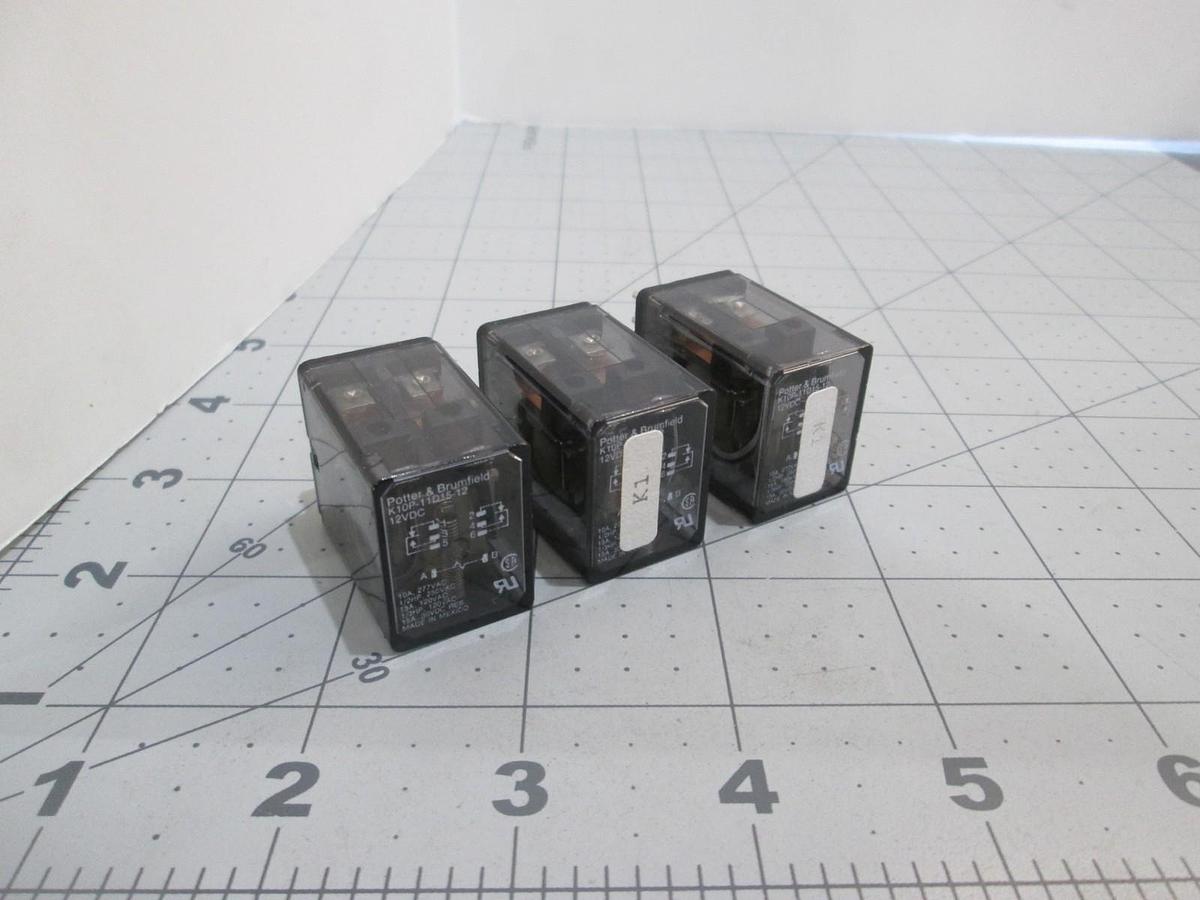 Used Potter & Brumfield, K10P-11D15-12, Relay 12VDC, Used, Lot of 3