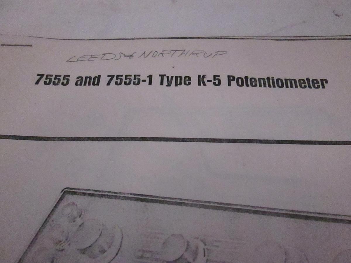 Used Leeds Northrup 7555 and 7555-1 Type K-5 Potentiometer Parts List, Used