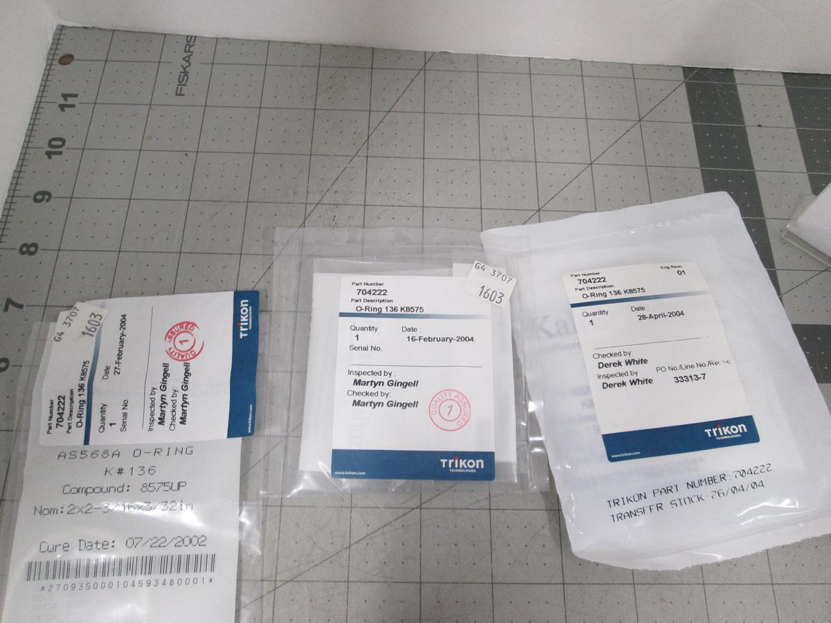 Lot of 3, Trikon, 704222, O-Ring 136, k8575, Kalrez Semiconductor Equipment NOS