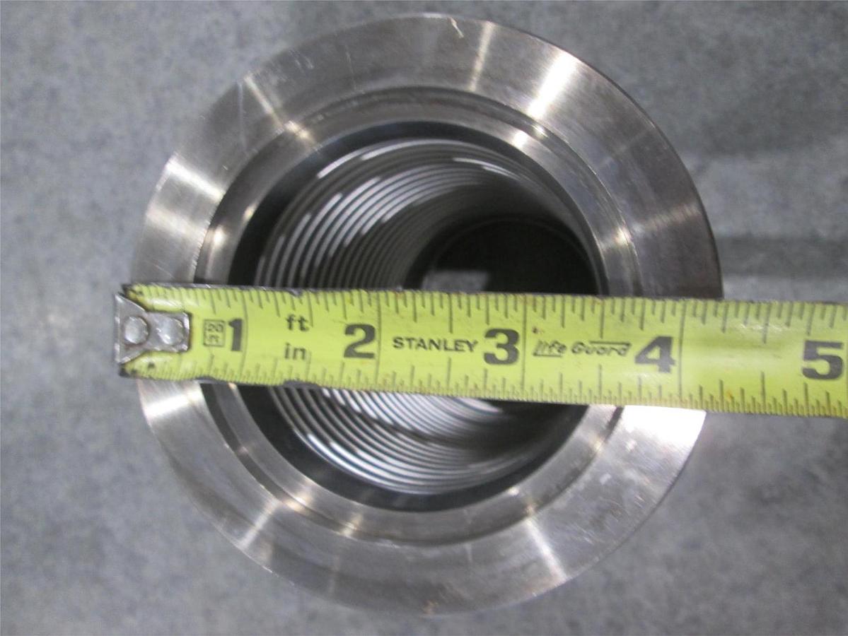 Used Stainless Steel Formed Bellows Vacuum Pipe / Hose, 7 1/2"L, 107MM Flange, Used