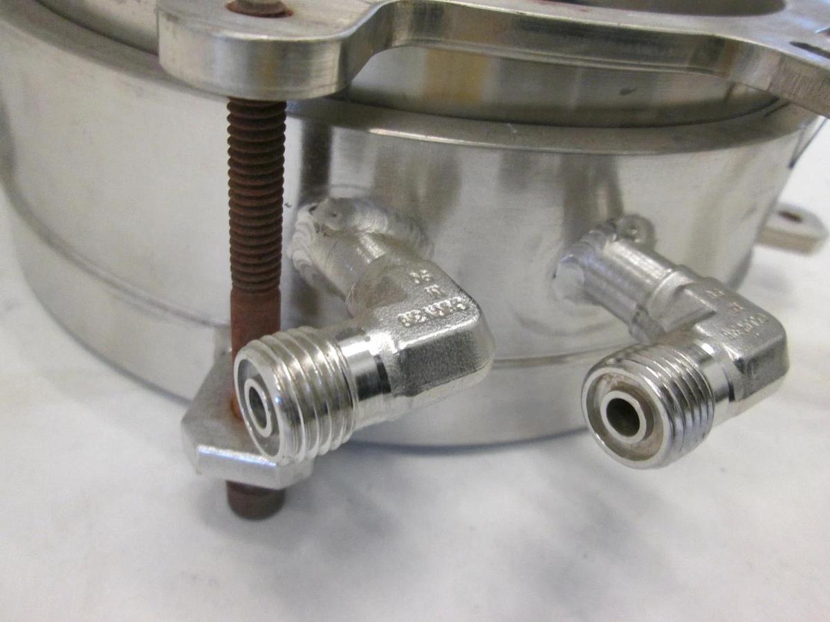 Used End Cap, 150/156 Front LPCVD Furnace Flange, water cooled, 1/4 vco gas in Used