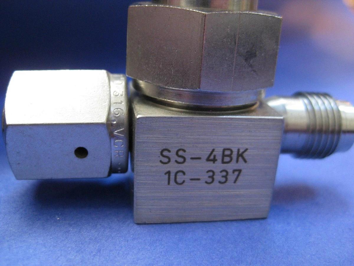 Used Nupro SS-4BK-1C-337 Bellows Sealed Valve, 1/4" MVCR x 1/4" FVCR, NC, Used