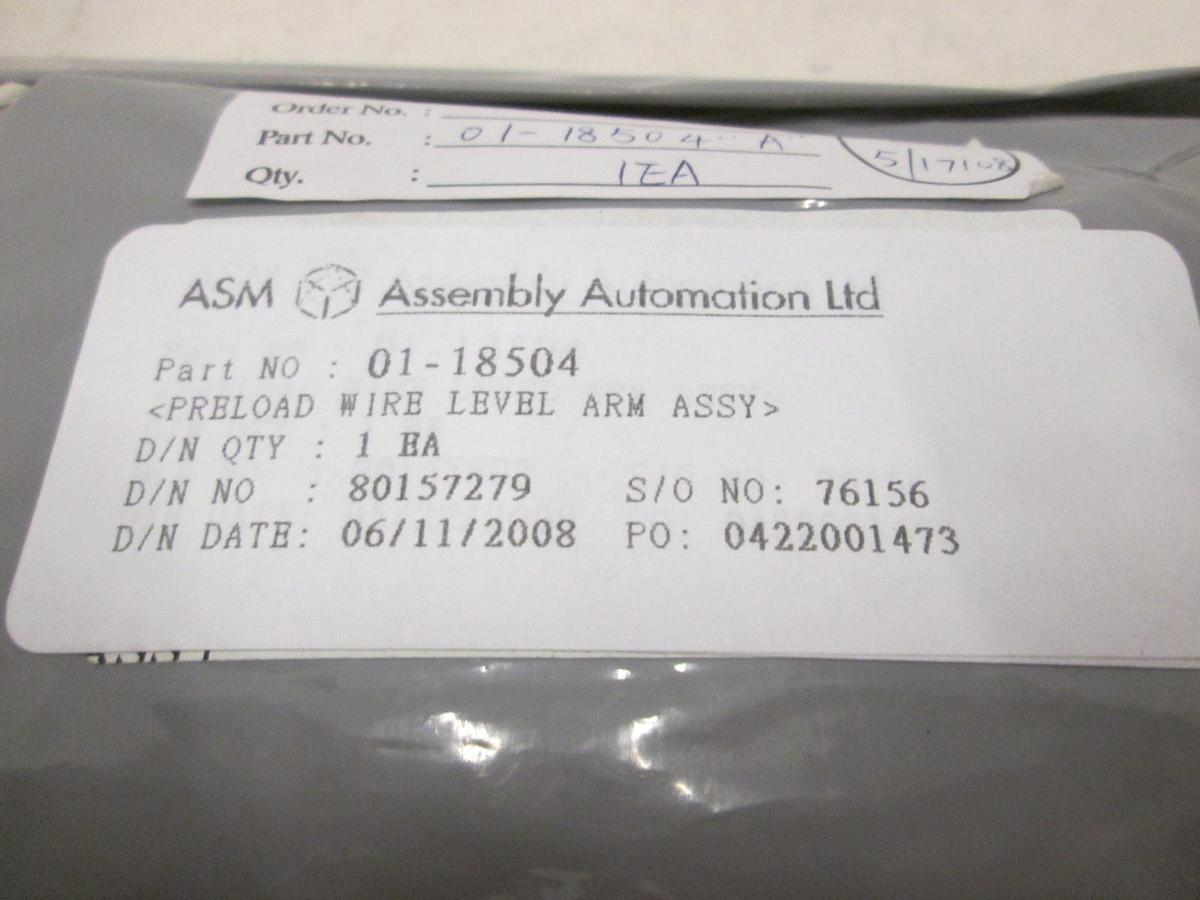 Used ASM, Preload Wire Level Arm Assy, 01-18504, New