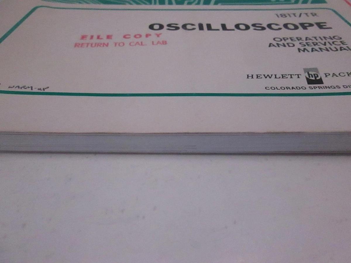 Used HP 181T/TR Oscilloscope Operating and Service Manual, Used