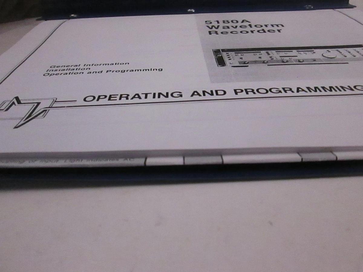 Used HP 5180A Waveform Recorder Operating and Programming Manual, Used