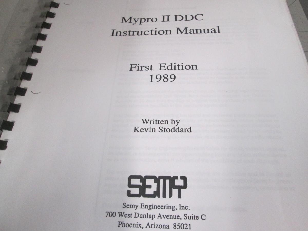 Used Semy Engineering, Mypro II DDC, Instruction Manual, First Edition, Used