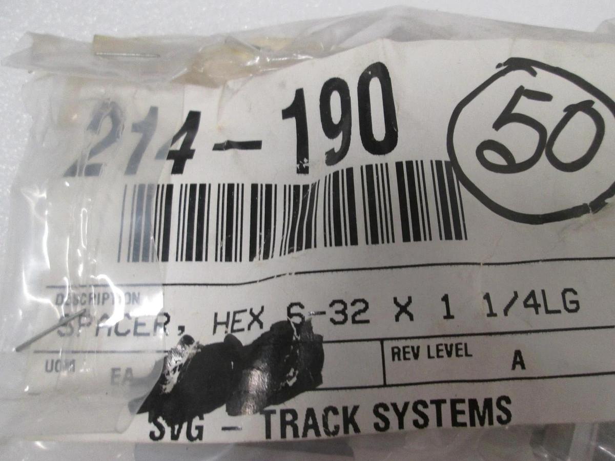 Hex Spacer, 6-32 x 1 1/4LG, 214-190, New, Lot of 50