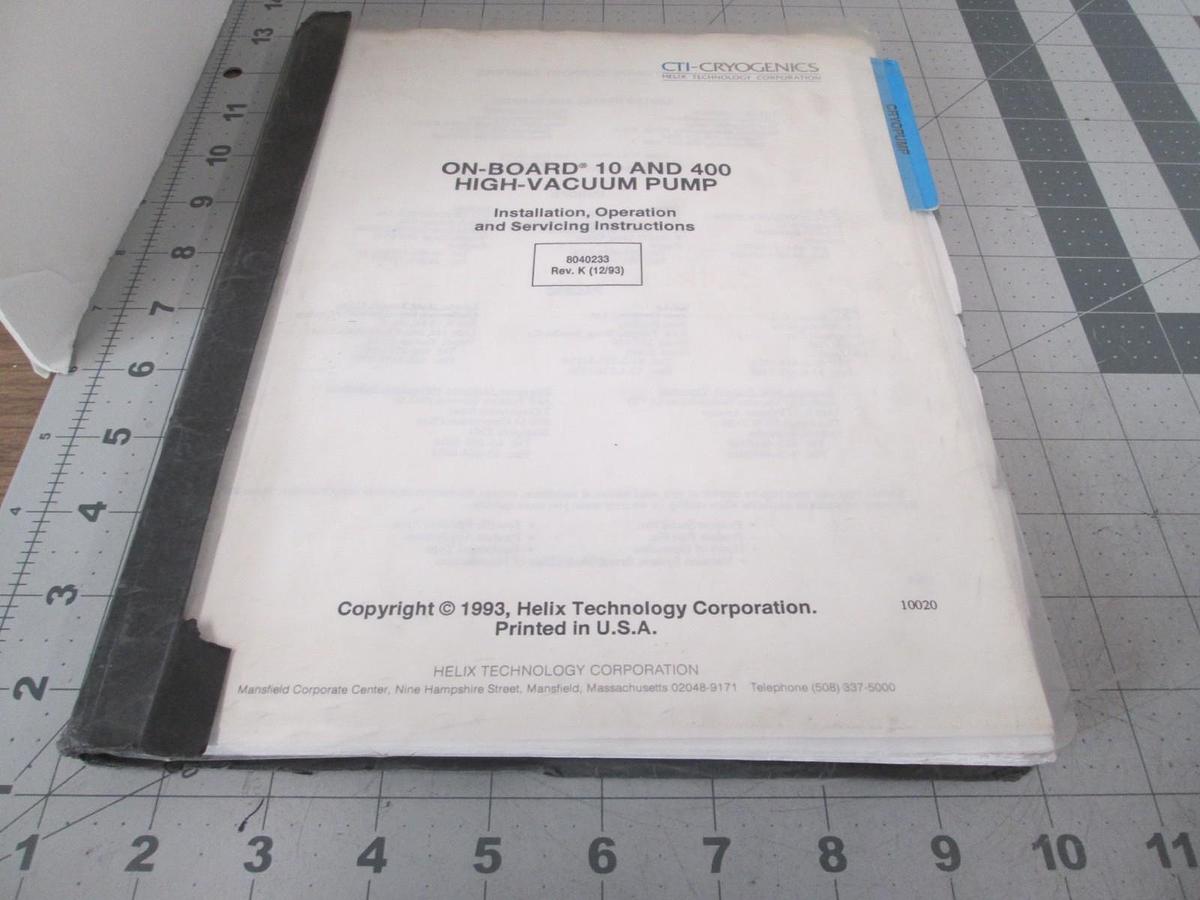Used Cryogenics, On-Board 10 and 400, Installation, Operation, Service, Used