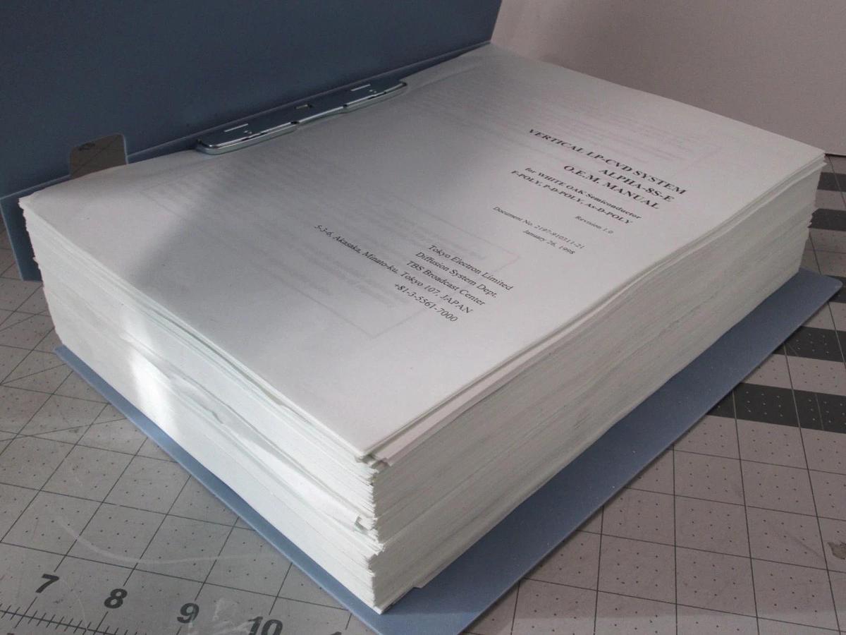 Used TEL Tokyo, ALPHA-8S, O.EM. Manual, P-D-Poly, F- Poly, As-D-Poly, Used