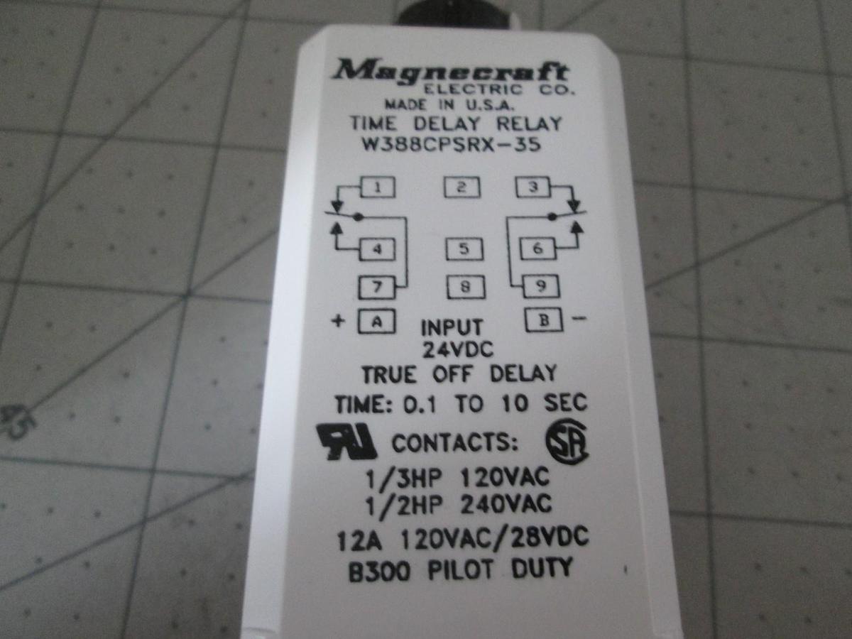 Used Magnecraft, W388CPSRX-35, Time Delay Relay, Input 24VDC, 0.1-10 Sec, New