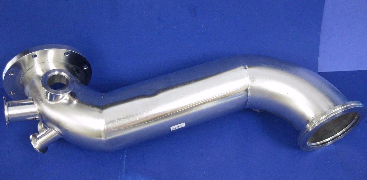 Used HPS Stainless Steel ISO-100 / 6.5" CF Vacuum Pipe Weldement w/ 4 Ports NW40, NW5