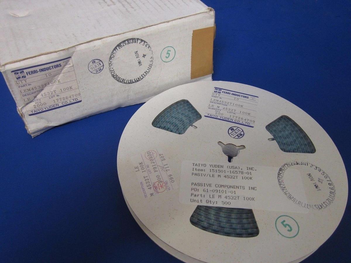 Used TAIYO YUDEN Ferri-Inductors Fixed Inductor LEM4532T100K, Box of 2000