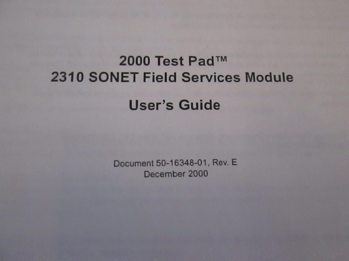 Used SONET 2310 Field Services Module User's Guide, Used