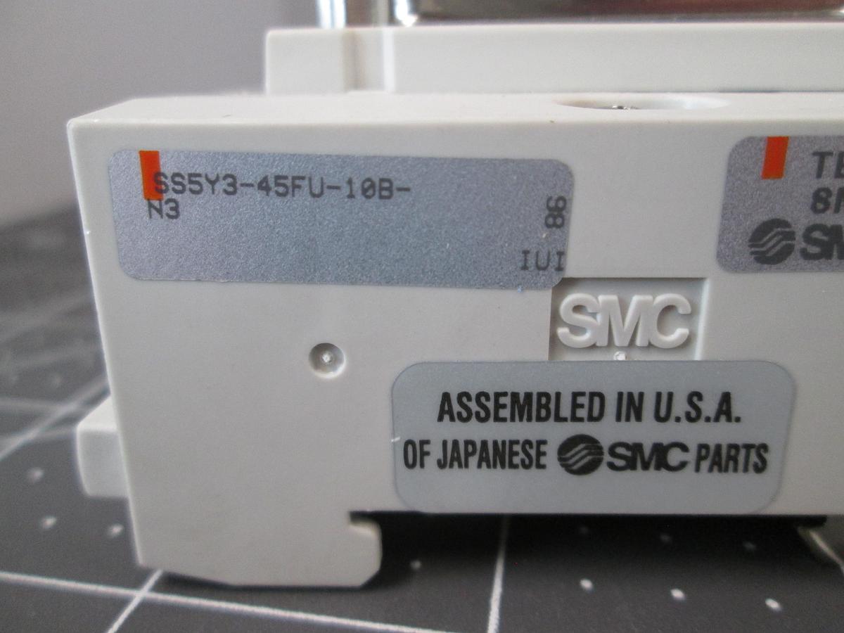 Used SMC, SS5Y3-45FU-10B-N3, SY3000 Pneumatic Solenoid Valve3 Manifold D-Sub
