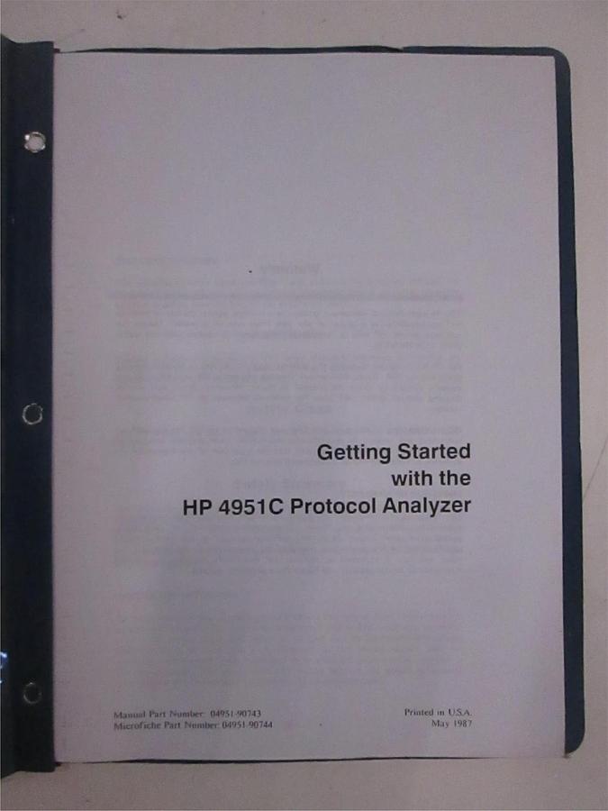 Used HP Getting Started with the 4951C Protocol Analyzer, Used