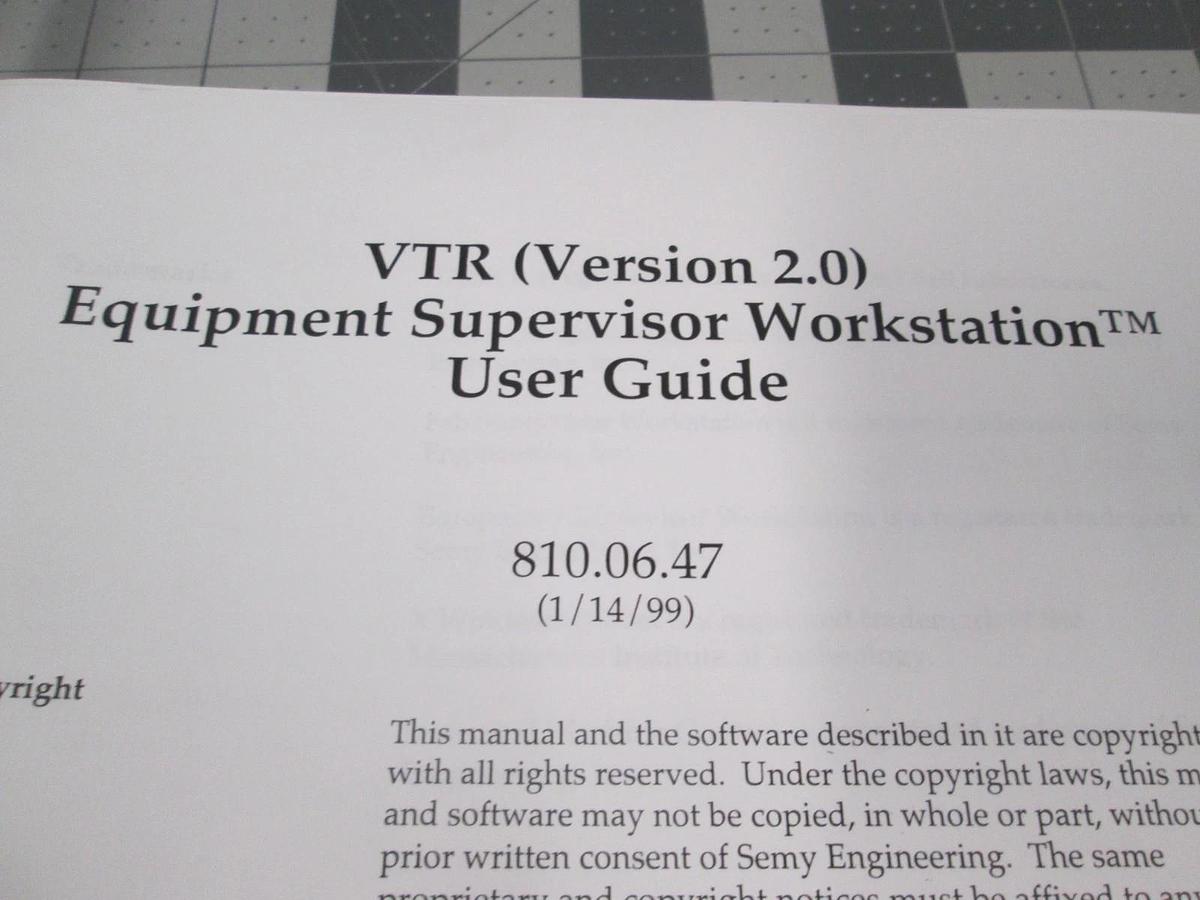 Used Semy, 810.06.47, VTR Equipment Supervisor Workstation, User Guide, Used