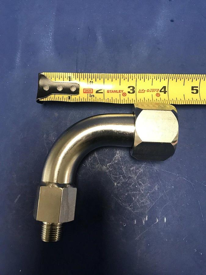 Used Swagelok 1" Elbow Tube Assy, flair fitting x 1/2 straight fitting Adapter