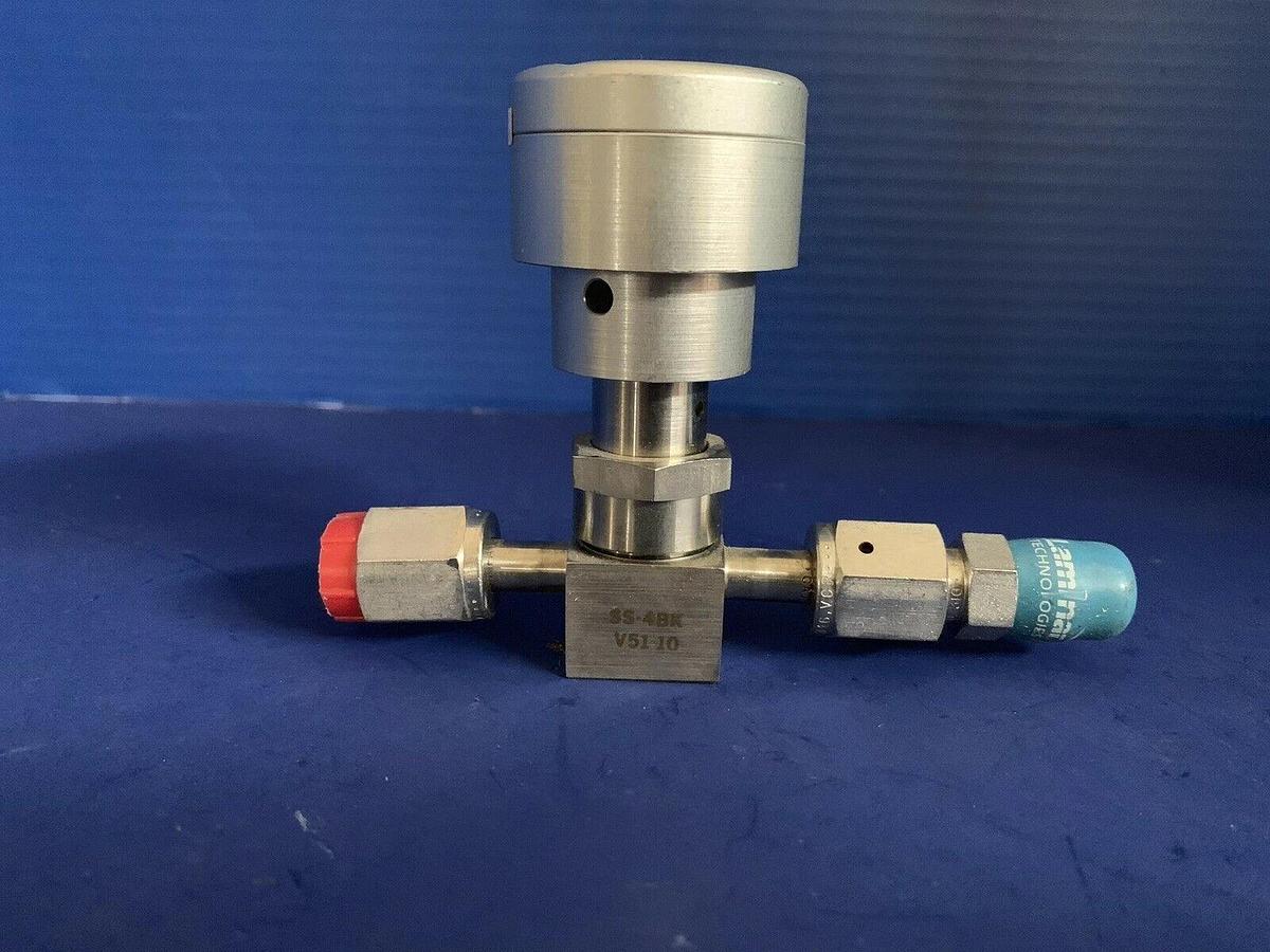 Used Nupro Pneumatic Valve SS-4BK-V51-1O, NO Actuator 1/4" FVCR x 1/4" MVCR, Used