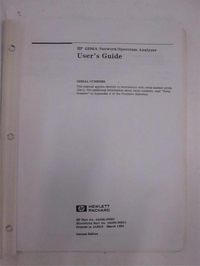 Used HP Model 4396A Network/Spectrum Analyzer User's Guide, Used