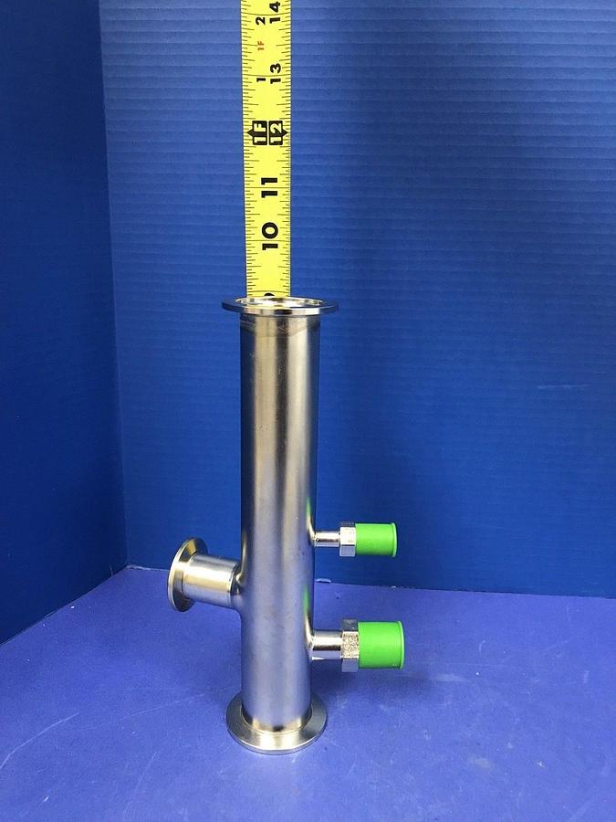Used Stainless Steel Vacuum Fitting: NW40 Full Nipple, 9"L  with 3 Ports