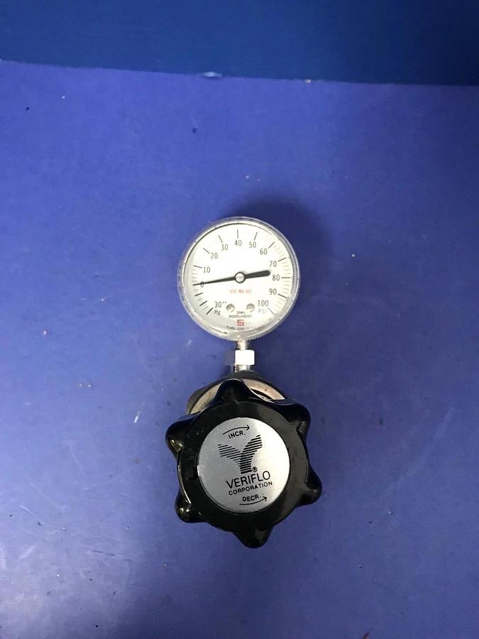 Used Veriflo 959 Regulator 9591004PBFS111, 4 Port, 20"-0-100 psi Gauge, Used