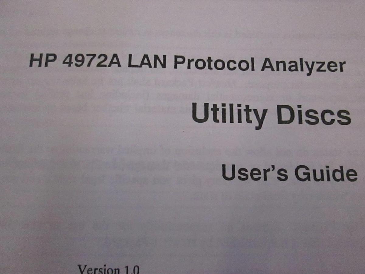 Used HP 4972A LAN Protocol Analyzer Utility Discs User's Guide, Used