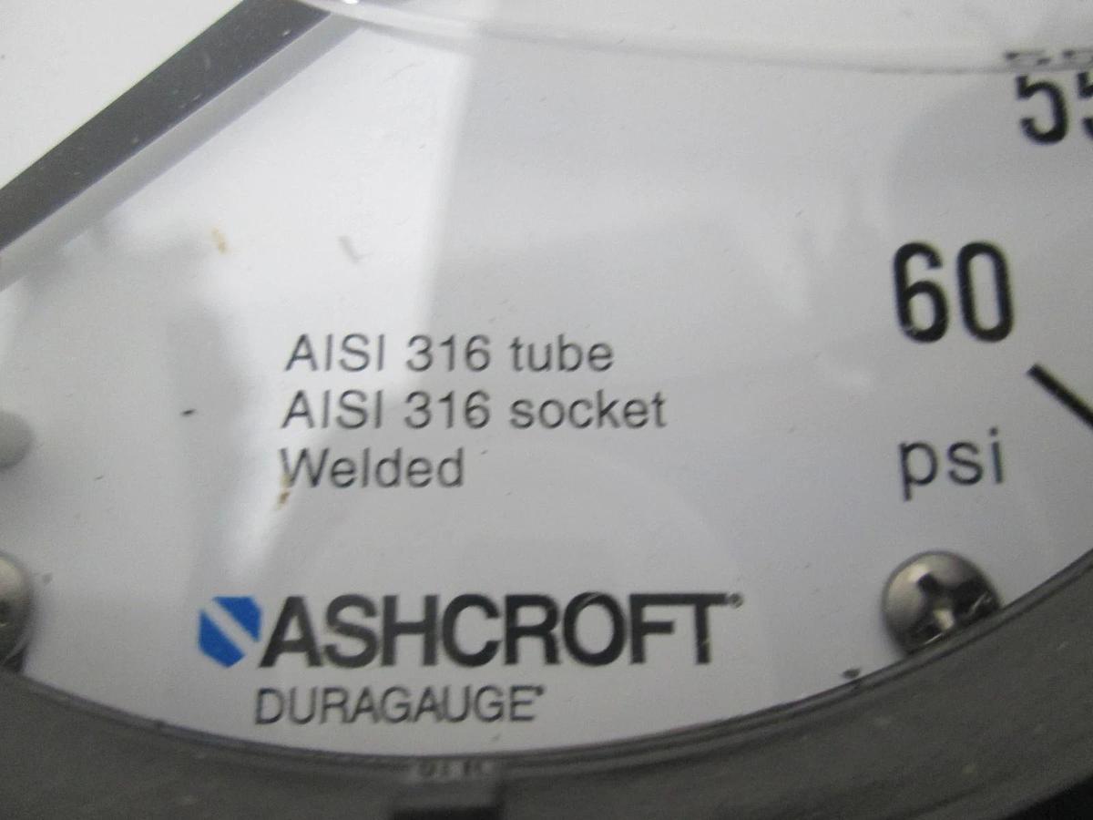 Ashcroft, Duragauge, 4-1/2", 0-60 PSI, Silicone Fill, New