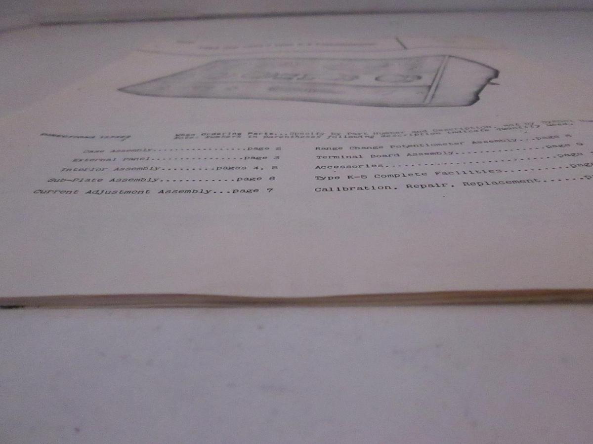 Used Leeds Northrup 7555 and 7555-1 Type K-5 Potentiometer Parts List, Used